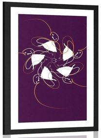 Plagát s paspartou tanec so stuhami na tmavom pozadí - 60x90 white