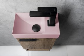 Sapho Sapho, PICCOLINO betónové umývadlo 30,8x17cm, batéria vpravo, ružová matná, PK30521