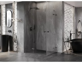 Mexen Lunar Duo, výklopný sprchový kút 90 x 85 cm, 8mm číre sklo, grafitový profil, 834-090L-085P-95-00