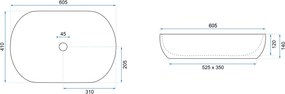 Rea Cleo Aiax, umývadlo na dosku 605x410x120 mm, biela-imitácia kameňa Aiax, REA-U9656
