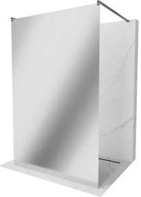 Mexen Kioto, sprchová zástena Walk-In 110 x 200 cm, 8mm sklo vzor zrkadlo, grafitový profil, 800-110-002-95-50