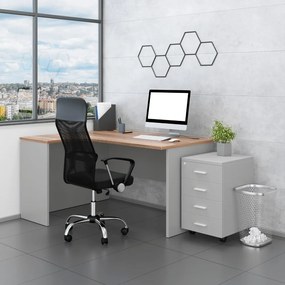 Zostava kancelárskeho nábytku SimpleOffice 2, 140 cm, ľavá, sivá / orech vlašský