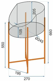 Loftový stojan na kvety 66 cm