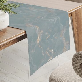 Biante Zamatový behúň na stôl Isabela IBL-020 Zlatý/dymový mramor na svetlo modrosivom 45x160 cm
