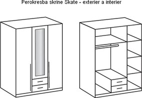 Šatníková skriňa Skate 119-484, dub/biela
