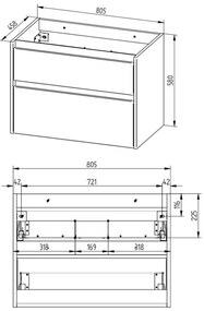 Mereo Opto, kúpeľňová skrinka 81 cm, Multidecor, Light Rock Hickory, MER-CN991SLRH1