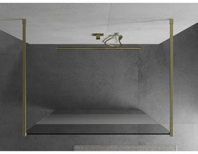 Mexen Kioto, sprchová zástena Walk-In 100 x 200 cm, 8mm číre sklo-námraza, zlatý matný profil, 800-100-002-55-35