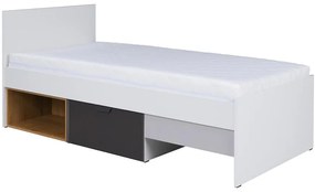 Posteľ Joker 15 P/L Biely/Grafit/Šedá/Dub Lefkas