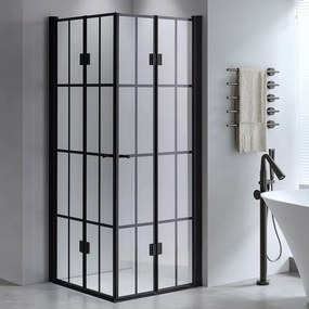 BPS-koupelny Štvorcový sprchový kút HYD-SK08B-M 90x90 čierna/transparent - bez vaničky