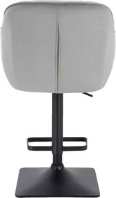 LuxuryForm DESIGN Barová stolička AVOLA VELUR na čiernej hranatej podstave - svetlo šedá