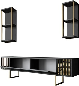 TV stolík s policami Antracitová a zlatá línia