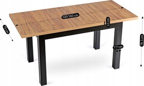Rozkladací stôl do jedálne dub craft 120 - 160 cm