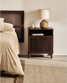 Tmavohnedý nočný stolík v dekore orecha s poličkami Beyla – Kave Home