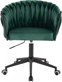 LuxuryForm DESIGN Stolička NORDEN VELUR na čiernej podstave s kolieskami - zelená