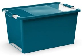 Plastový úložný box s vekom v petrolejovej farbe 55x35x28 cm Bi-Box – KIS