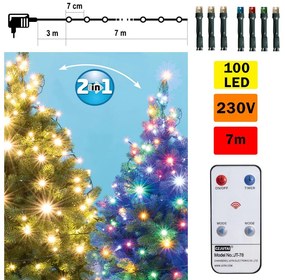 FK technics LED Vianočná vonkajšia reťaz 100xLED 10m IP44 teplá biela/multicolor + DO FK0188