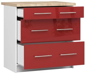 Kuchyňská skříňka Olivie S 80 cm 3S bílo-červená