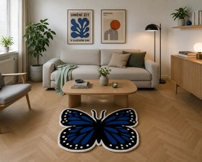 U.Rug koberce, Kusový koberec U.Rug Motýľ, 80x100, modrá, detská izba