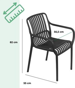 Záhradná stolička LUISE, set 4 ks, antracitová I.P.A.E-Progarden
