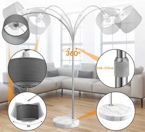 InternetovaZahrada Oblúková stojanová lampa s mramorovou základňou