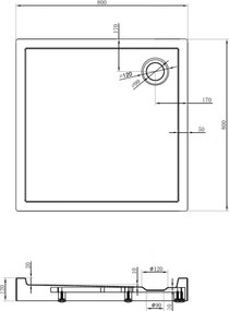 Mexen Flow+ štvorcový sprchový kút 80 x 80 cm, čierna matná, 46S708080H