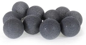 Bavlnené svietiace guličky LED 10 ks - tmavo šedé