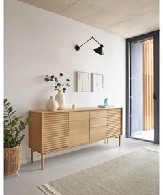 Nízka komoda v dekore duba v prírodnej farbe 200x86 cm Lenon – Kave Home