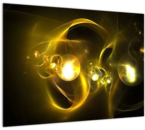 Abstraktný sklenený obraz žltých gulí (70x50 cm)