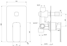 Podomietková sprchová batéria v lesklej striebornej farbe (2 výstupy) Spy – Sapho