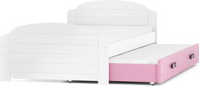 Posteľ s prístelkou LILI 200x90 Biela - Ružová