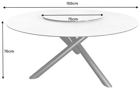 Okrúhly jedálenský keramický stôl Ganya 150 cm biely