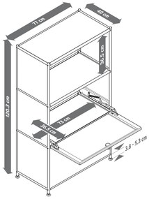Kovová skrinka »CN3« s 2 výklopnými priečinkami, sivá