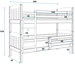 Interbeds Poschodová posteľ Kubus prírodná 190cm x 90cm