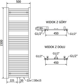 Mexen Hades, vykurovacie teleso 1500x500 mm, 547 W, zlatá lesklá, W104-1500-500-00-50