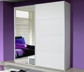 Šatníková skriňa Quadra, 181 cm, biela/zrkadlo