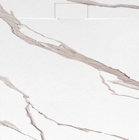 Rea Bazalt Carrara, SMC sprchová vanička 90x90, biela-kamenný vzor, REA-K7002