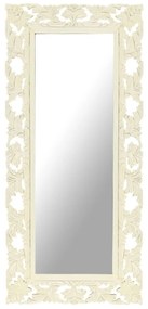 Ručne vyrezávané zrkadlo biele 110x50 cm masívne mangovníkové drevo 321643