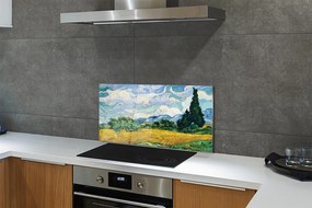 Sklenený obklad do kuchyne Art lúčna cyprusu 120x60 cm