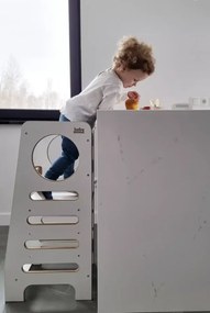 Montessori učiaca detská veža stredná biela