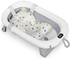 Skladacia detská vanička s teplomerom a vložkou Ricokids RK-287 bielo-sivá