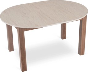 Vintino Jedálenský okrúhly stôl AMFORA travertín orech nicea 102–142 cm