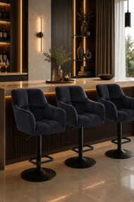 LuxuryForm DESIGN Barová stolička AMALFI VELUR na čiernom tanieri - čierna