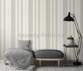Vliesové tapety na stenu IMPOL Wall We Love 2 10139-31, pruhy štruktúrované sivo-béžovo-biele, rozmer 10,05 m x 0,53 m, Erismann