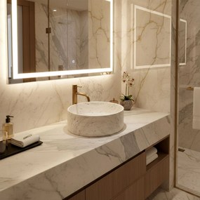 Rea Destiny, umývadlo na dosku 395×395×135 mm, biela matná-imitácia kameňa, REA-U3502