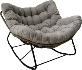 Garden Line Hojdacia stolička SVINGA 112 x 104 x 69 cm hnedý ratan, sivé vankúše