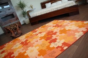 Detský metrážny koberec PUZZLE oranžový