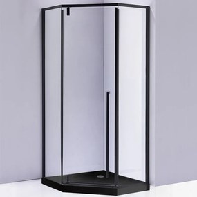 BPS-koupelny Päťuholníkový sprchovací kút BS07A 80x80 čierny/transparent + vanička SXL07A BL čierna