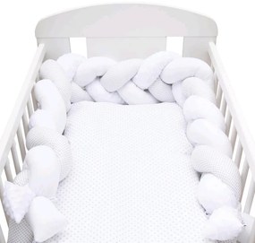 Ochranný mantinel do postieľky vrkoč New Baby Minka a Bodky sivý