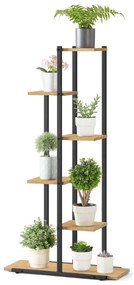 Stojan na kvety so šiestimi policami - dub / čierne nohy