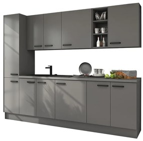 Kuchynská linka Nessa antracit/antracit 260 bez kuchynskej dosky